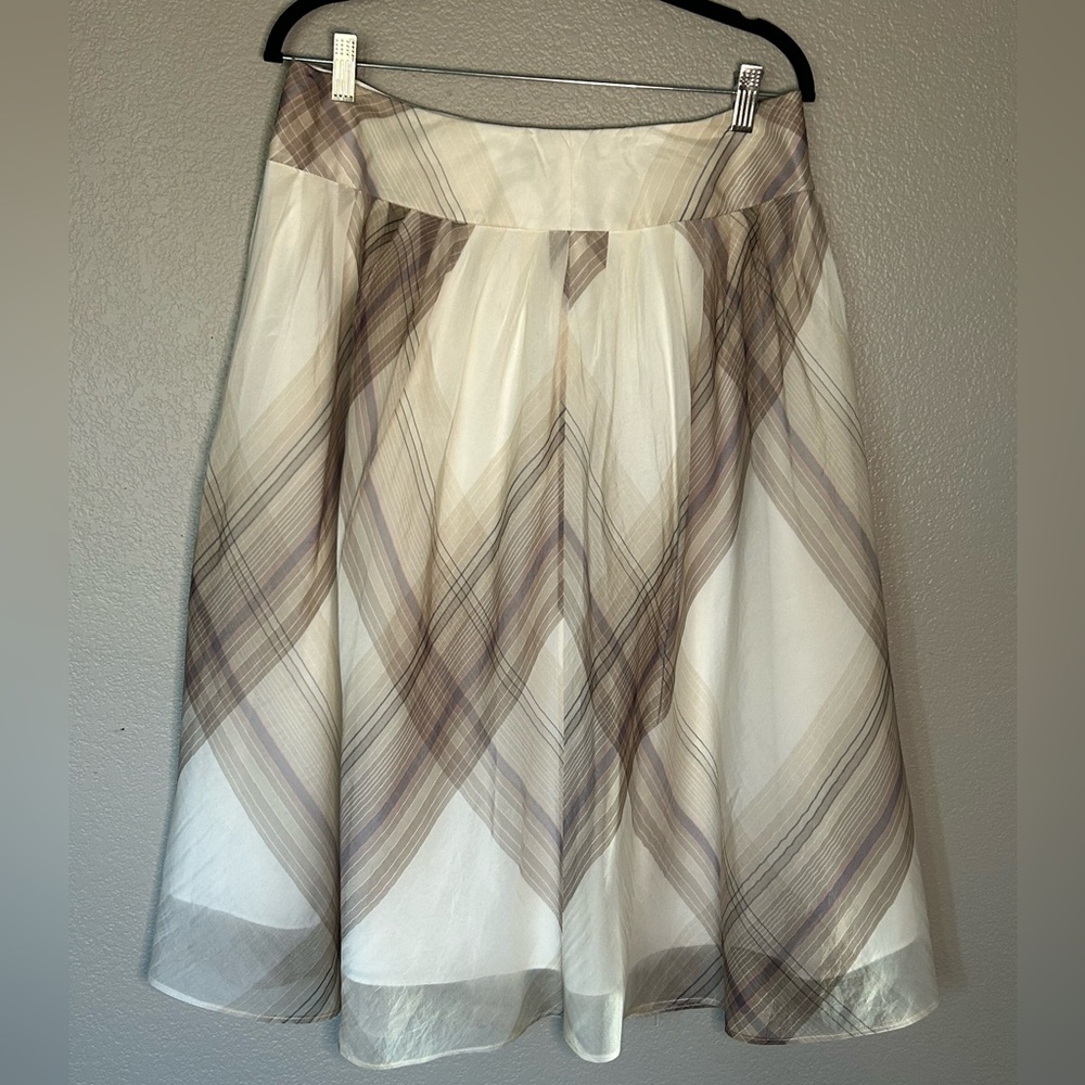 Talbot's 100% Silk A-Line Sheer Fully-Lined Midi Skirt Size 12 - Picture 1 of 10